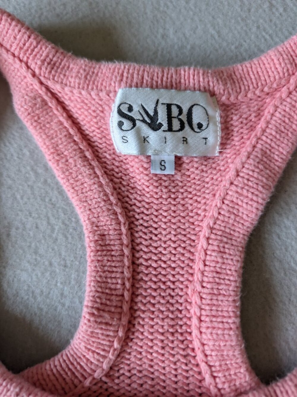 Sabo Skirt Pink Knit Racerback Crop Tank Top Ribbed Bustier Bralette Sz Small - Picture 4 of 7